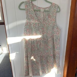 Linen Floral Sleeveless Dress